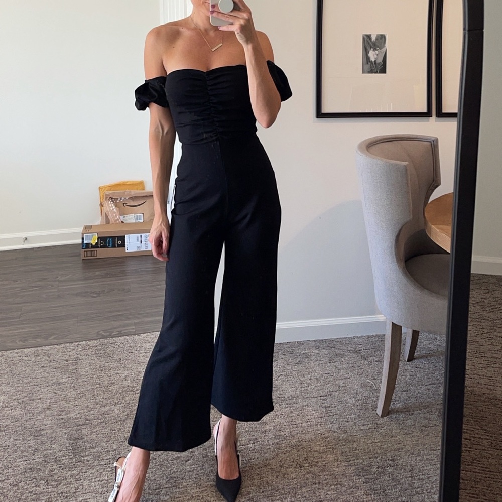 Lulus off the shoulder jumpsuit